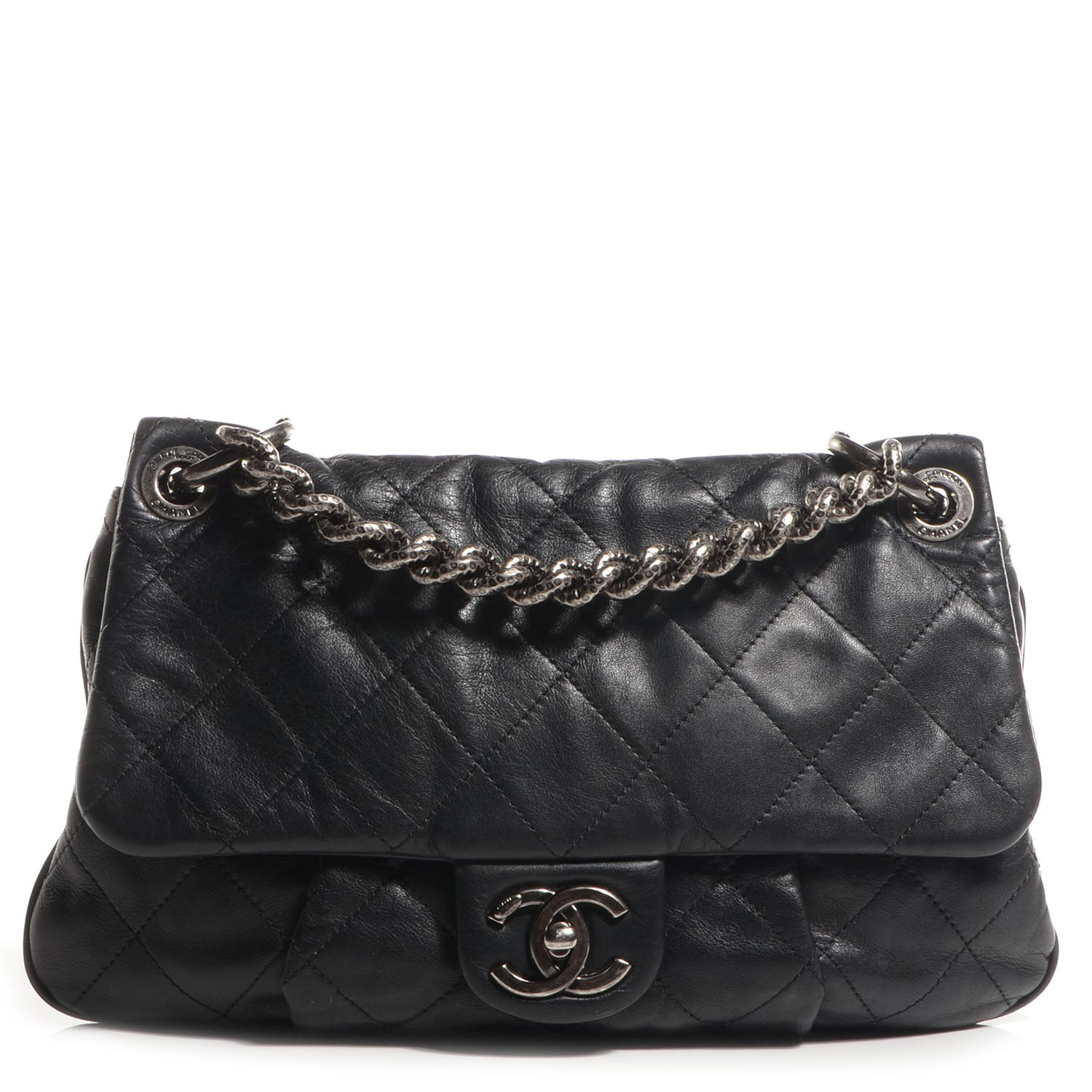 Chanel Calfskin Coco Pleats Large Messenger Flap Black 1 of 9
