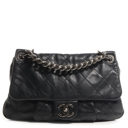 Chanel Calfskin Coco Pleats Large Messenger Flap Black 1 of 9