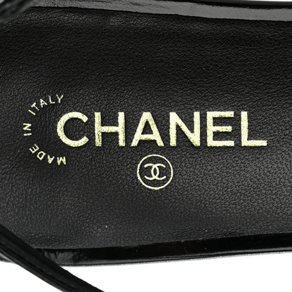 Chanel Crumpled Patent Calfskin CC Bow Slingback Pumps 38.5 Black 8 of 11