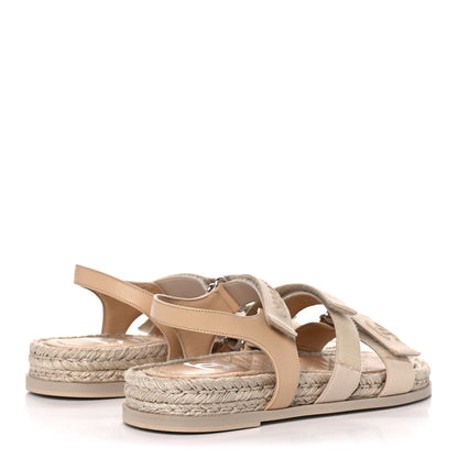 Chanel Stretch Fabric Lambskin CC Flat Sandals 40 Beige 4 of 9