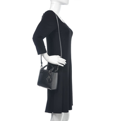 Christian Dior Metallic Patent Micro-Cannage Mini Lady Dior Onyx Black 2 of 11