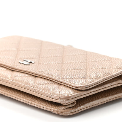 Chanel Pearly Caviar Quilted Wallet On Chain WOC Dark Beige 6 of 9