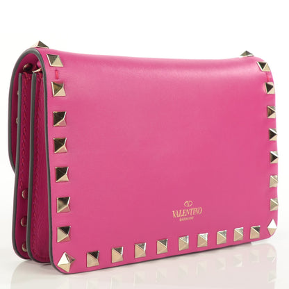 Valentino Garavani Vitello Rockstud Chain Flap Crossbody Bag Fuxia 3 of 8