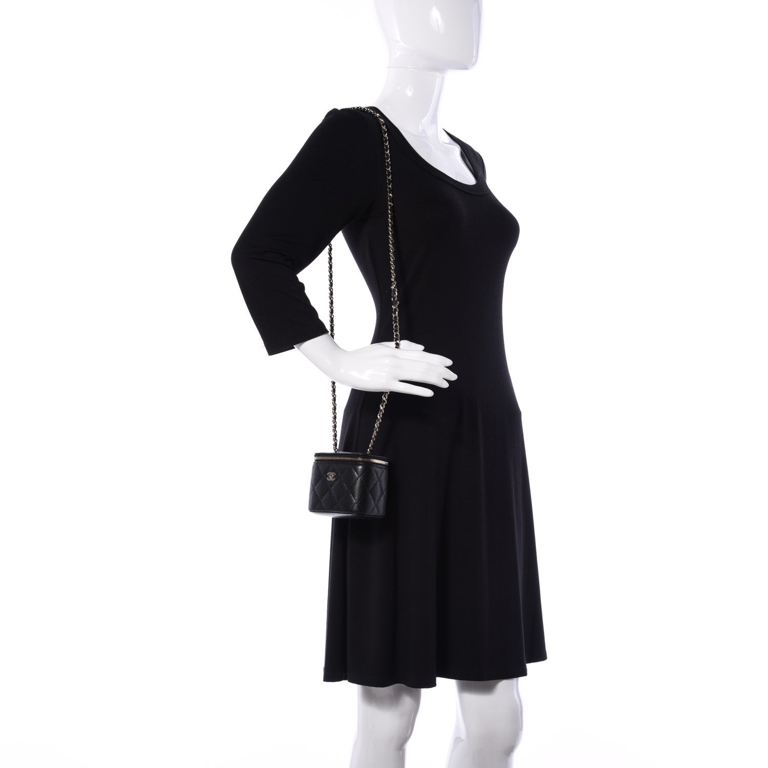 Chanel Caviar Quilted Mini Vanity Case With Chain Black 2 of 13