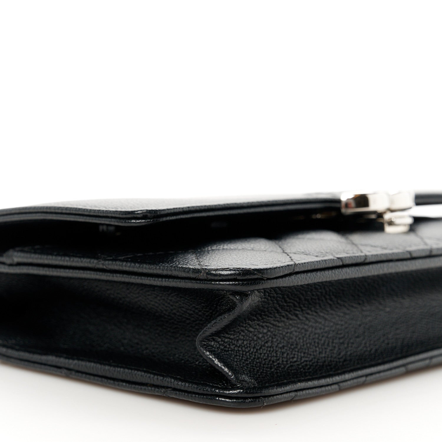 Chanel Grained Calfskin Quilted CC Box Wallet On Chain WOC Black 10 of 11