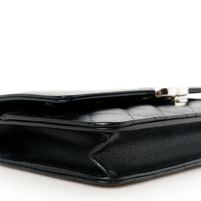 Chanel Grained Calfskin Quilted CC Box Wallet On Chain WOC Black 10 of 11