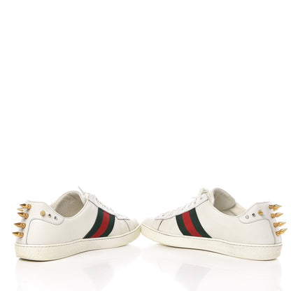 Gucci Mens Calfskin Web Studded Ace Sneakers 9 White 5 of 10