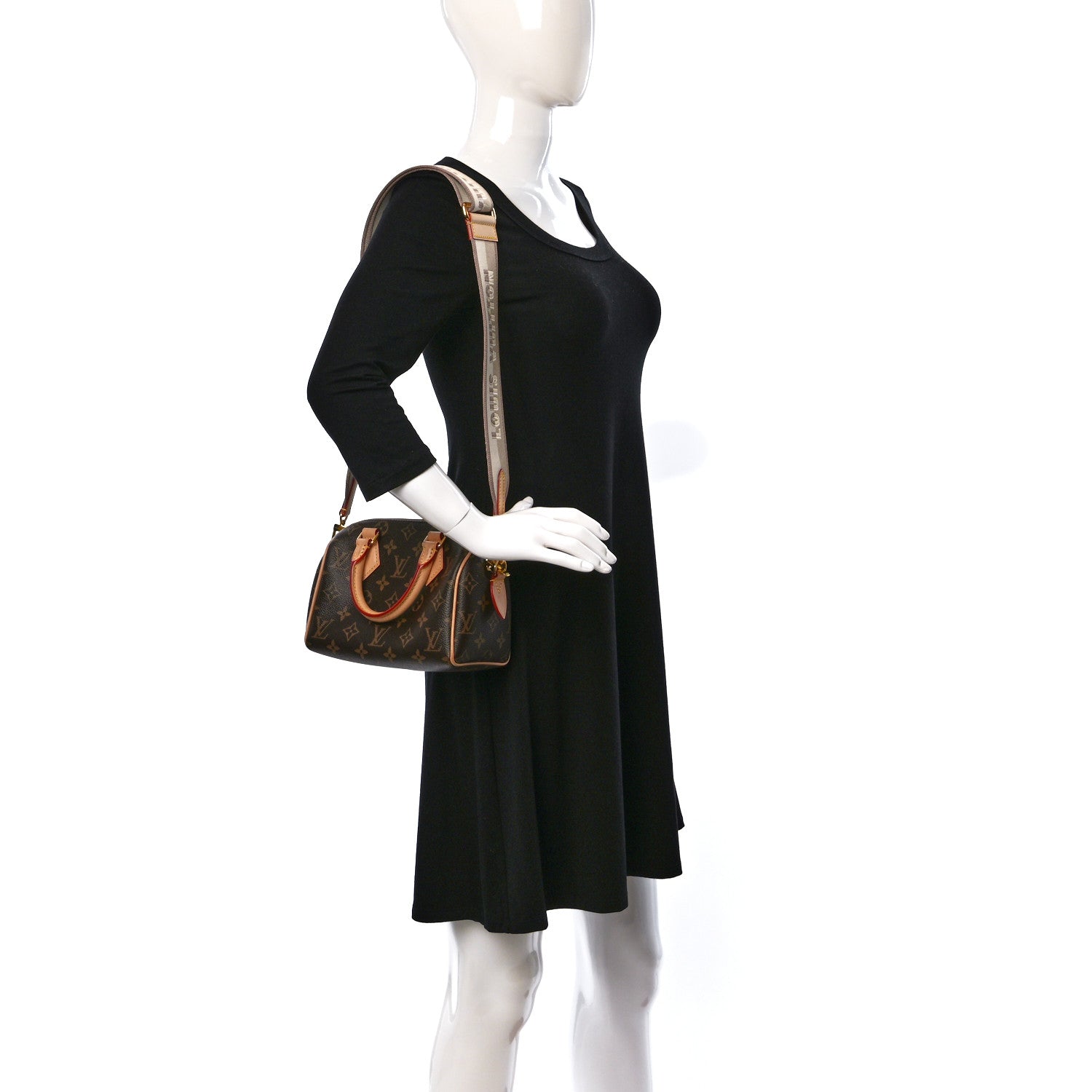 Louis Vuitton Monogram Speedy Bandouliere 20 Beige 2 of 13