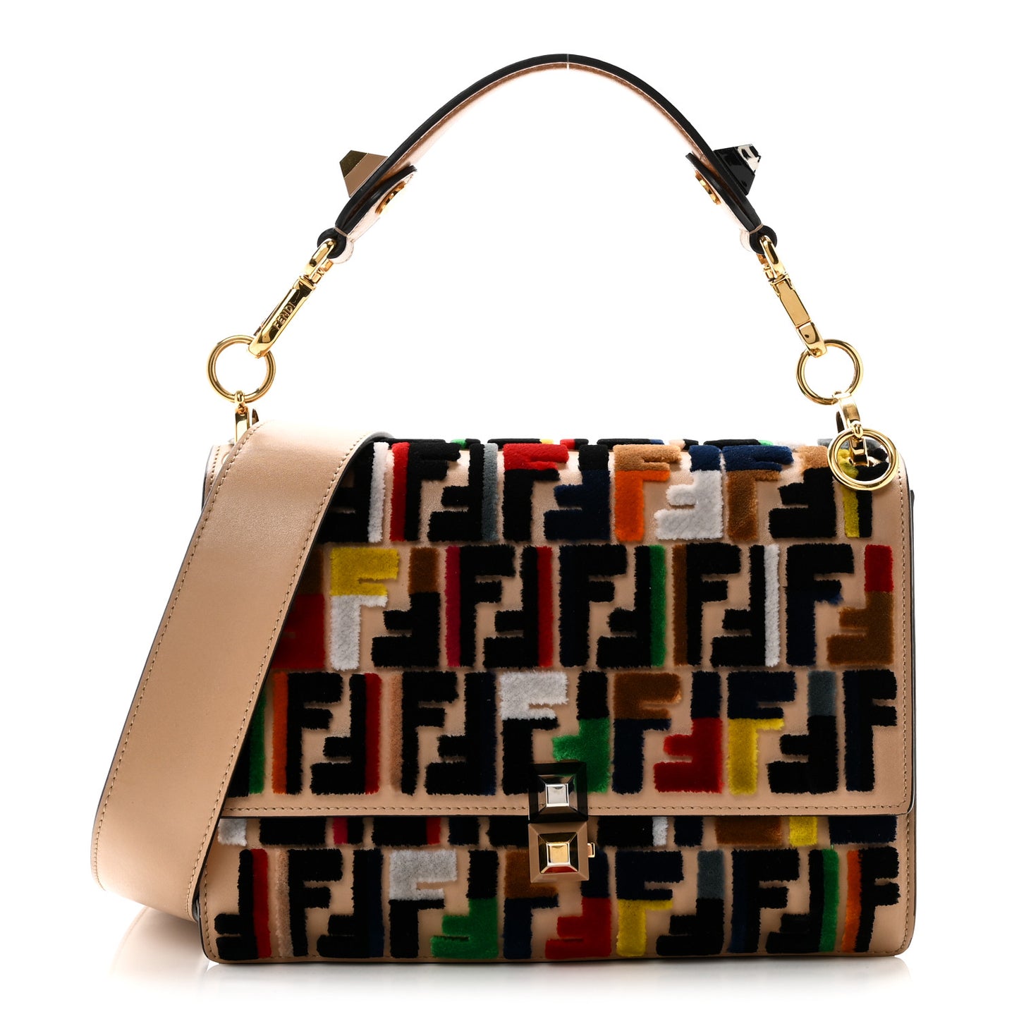 Vitello Liberty Velvet FF Multicolor Kan I Shoulder Bag Multicolor Cuoio