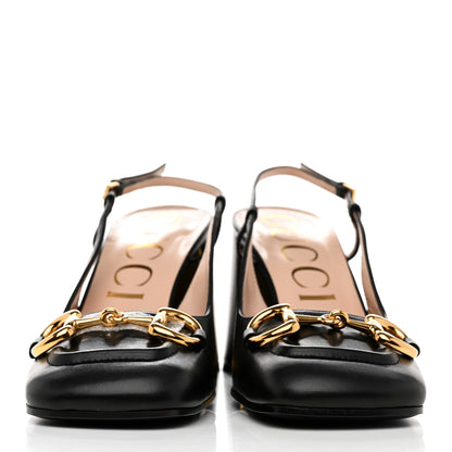 Gucci Malaga Kid Horsebit 75mm Slingback Pumps 41 Black 2 of 8