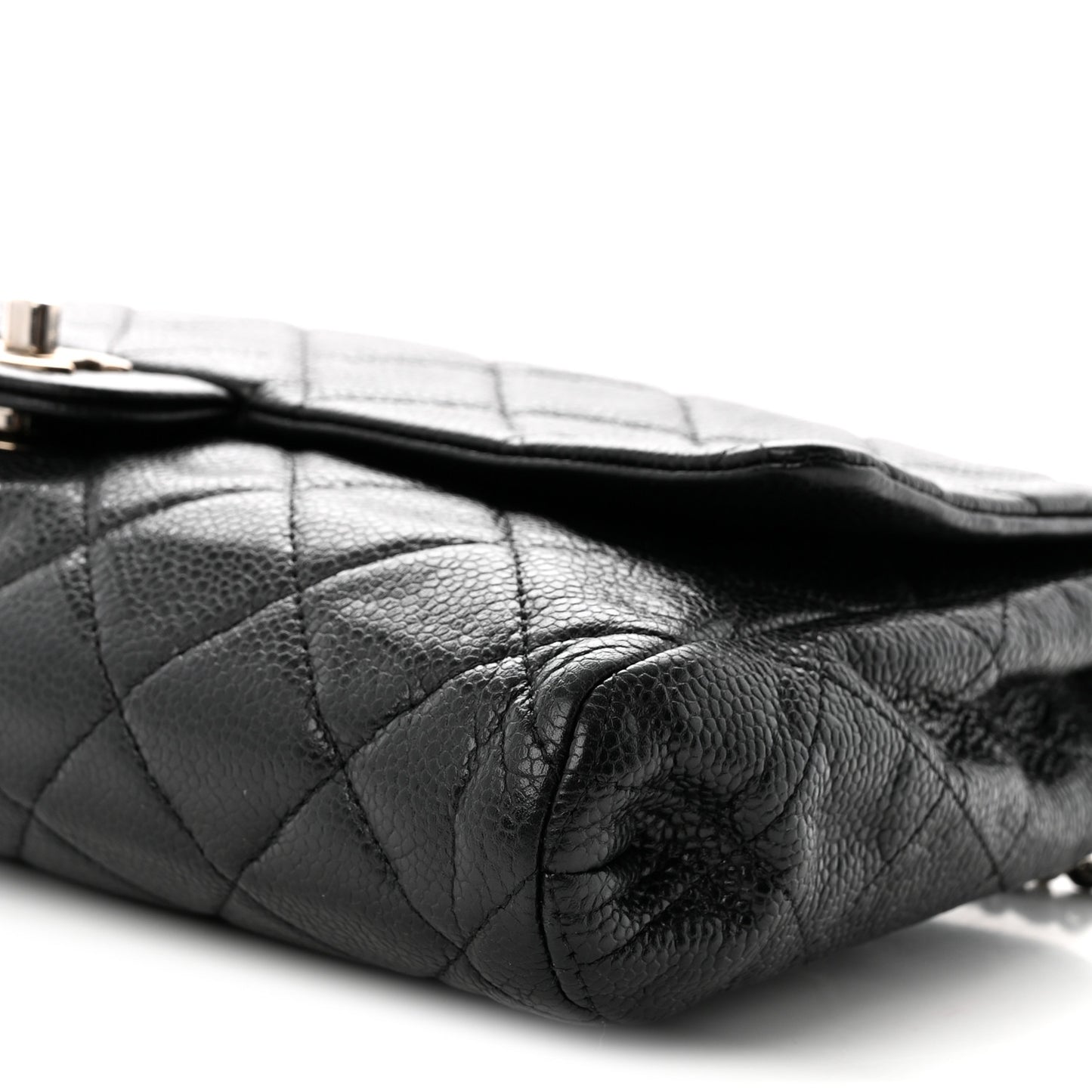 Caviar Quilted Clutch With Chain Flap Black
