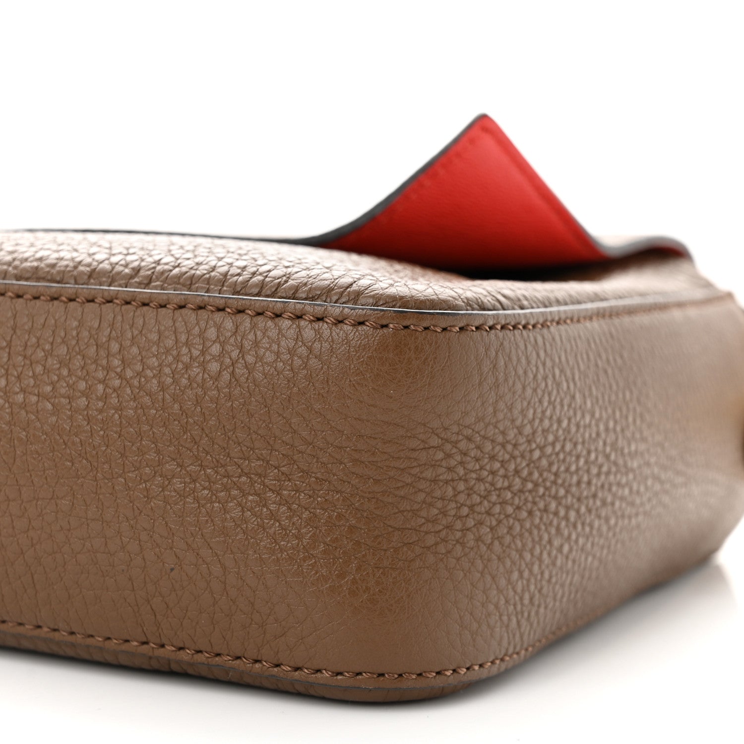 Fendi Cuoio Romano Selleria Large Baguette Fango Papavero 10 of 11