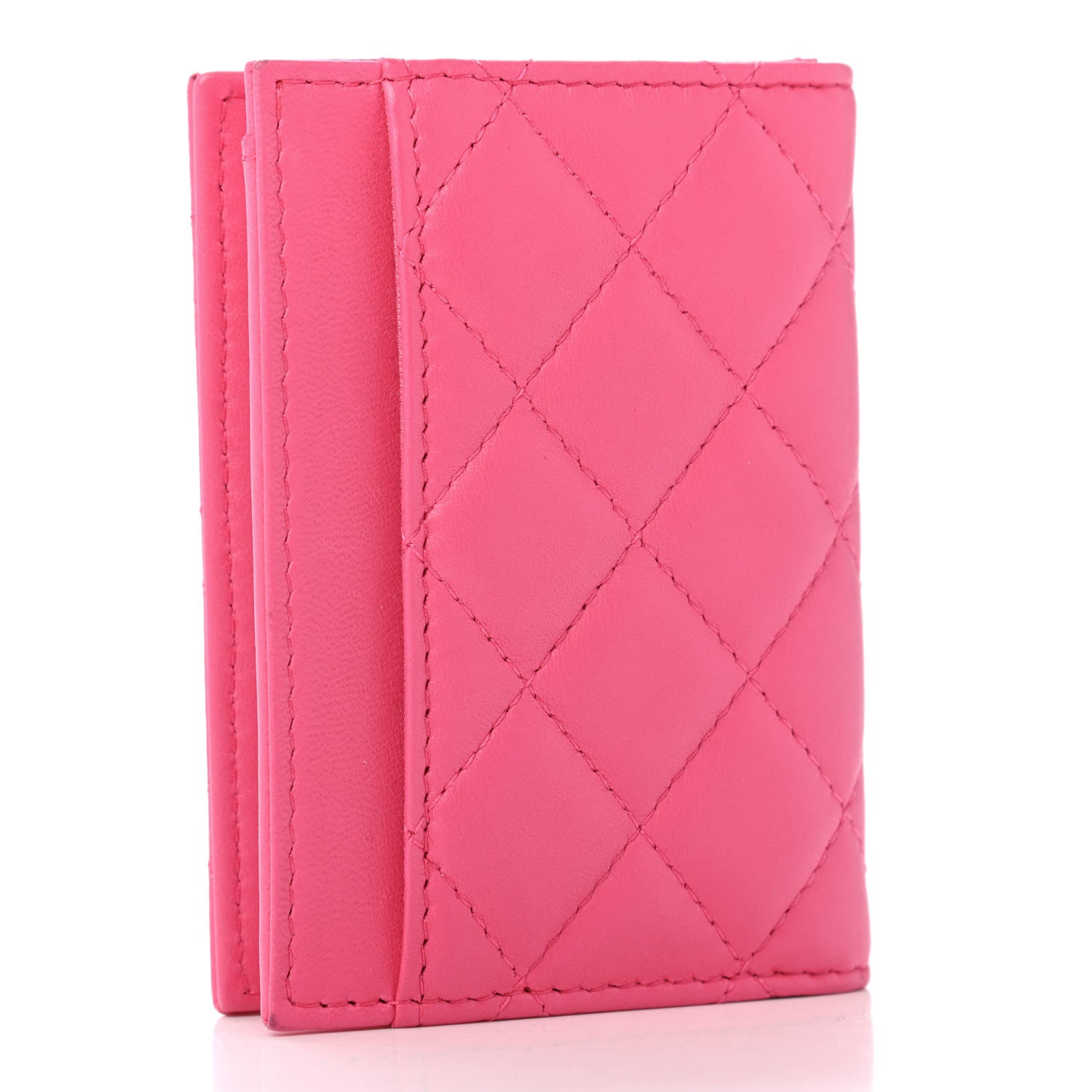 Chanel Lambskin Quilted Card Holder Wallet Fuchsia 2 of 4
