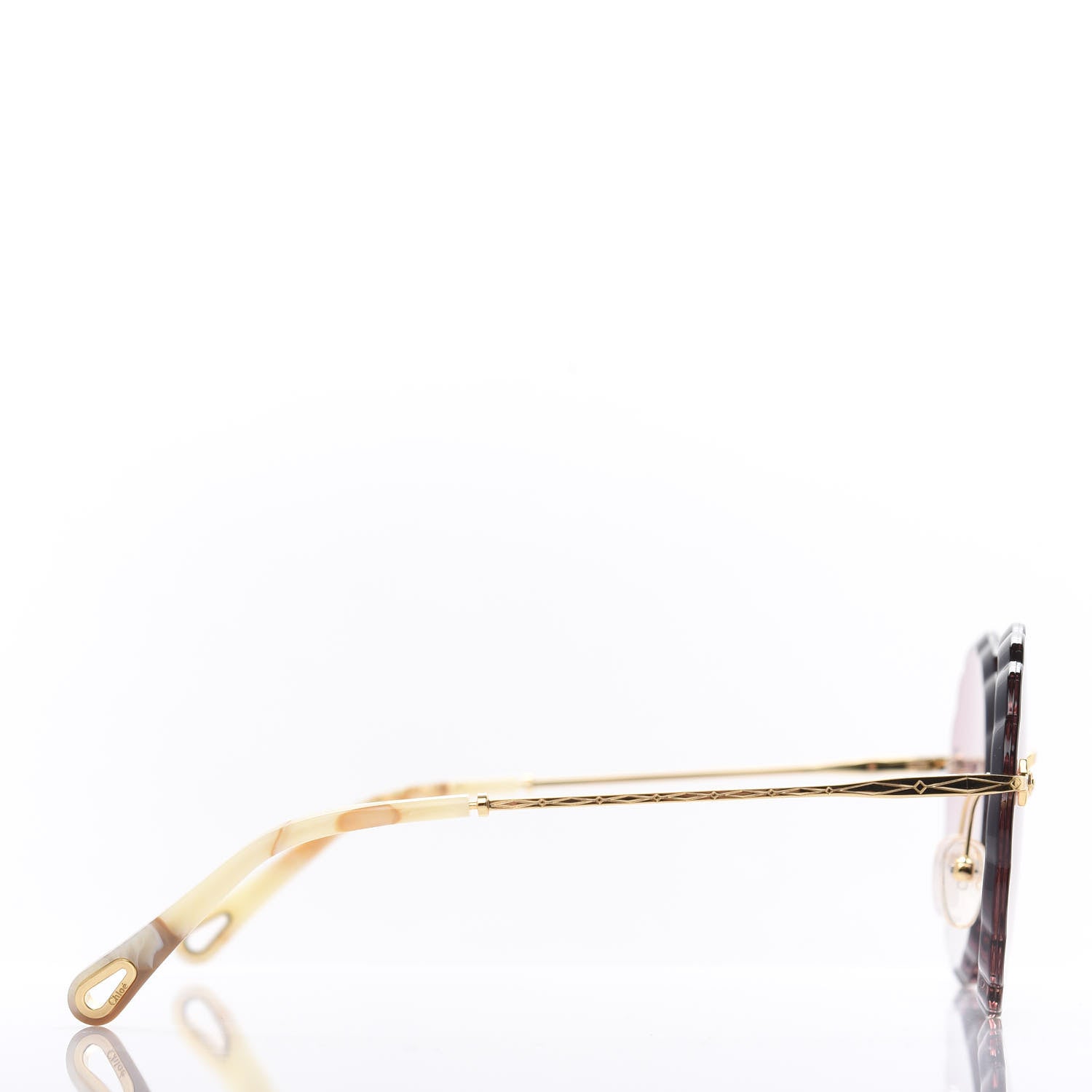 Chloe Rosie Bevelled Round Sunglasses CE142S Gold Gradient Coral 3 of 7