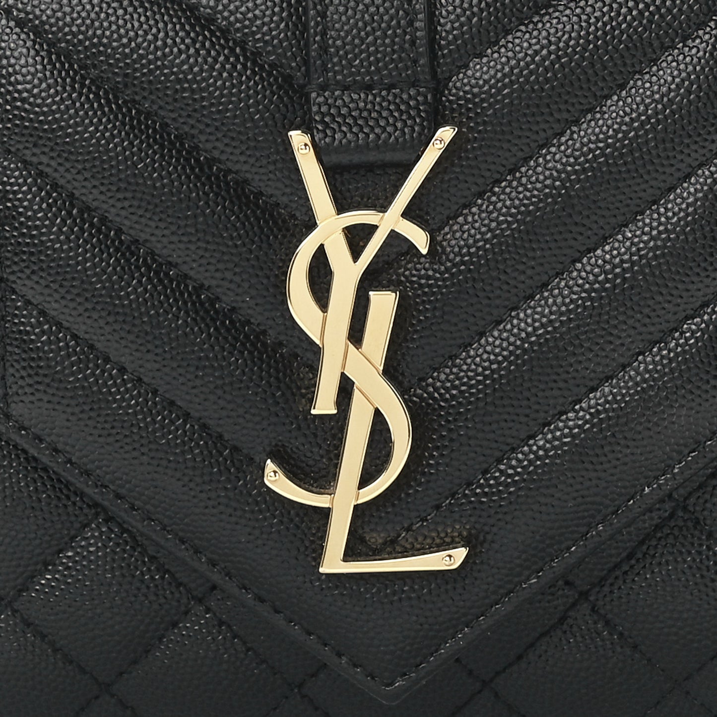 Grain De Poudre Textured Mixed Matelasse Triquilt Small Monogram Satchel Black