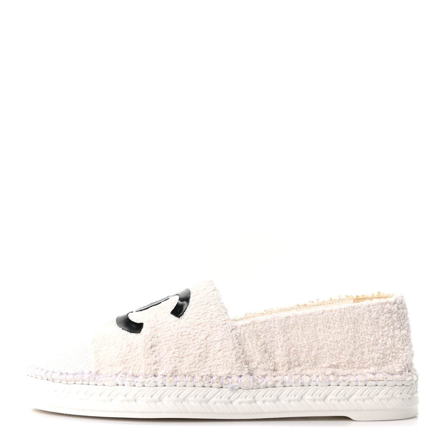 Chanel Tweed Grosgrain Patent CC Espadrilles 35 White Black 1 of 10