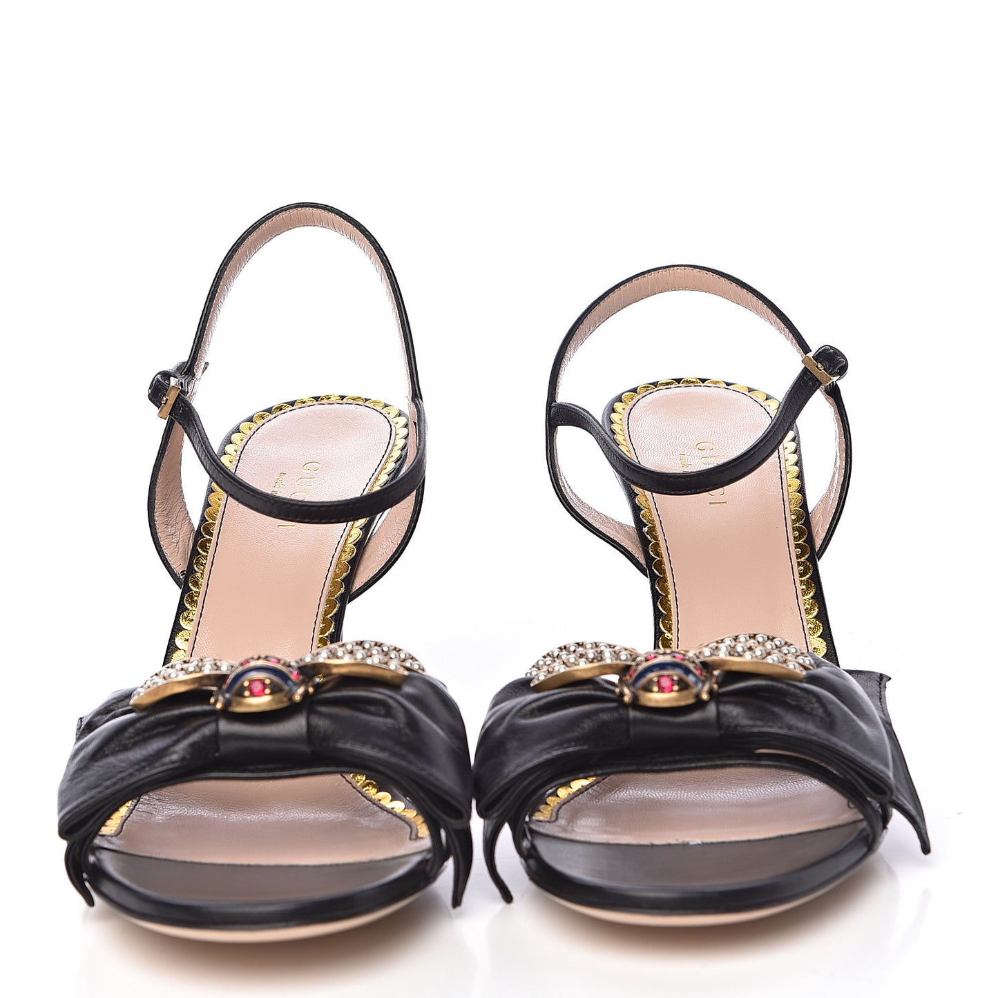 Nappa Queen Margaret Mid Heel Sandals 38.5 Black