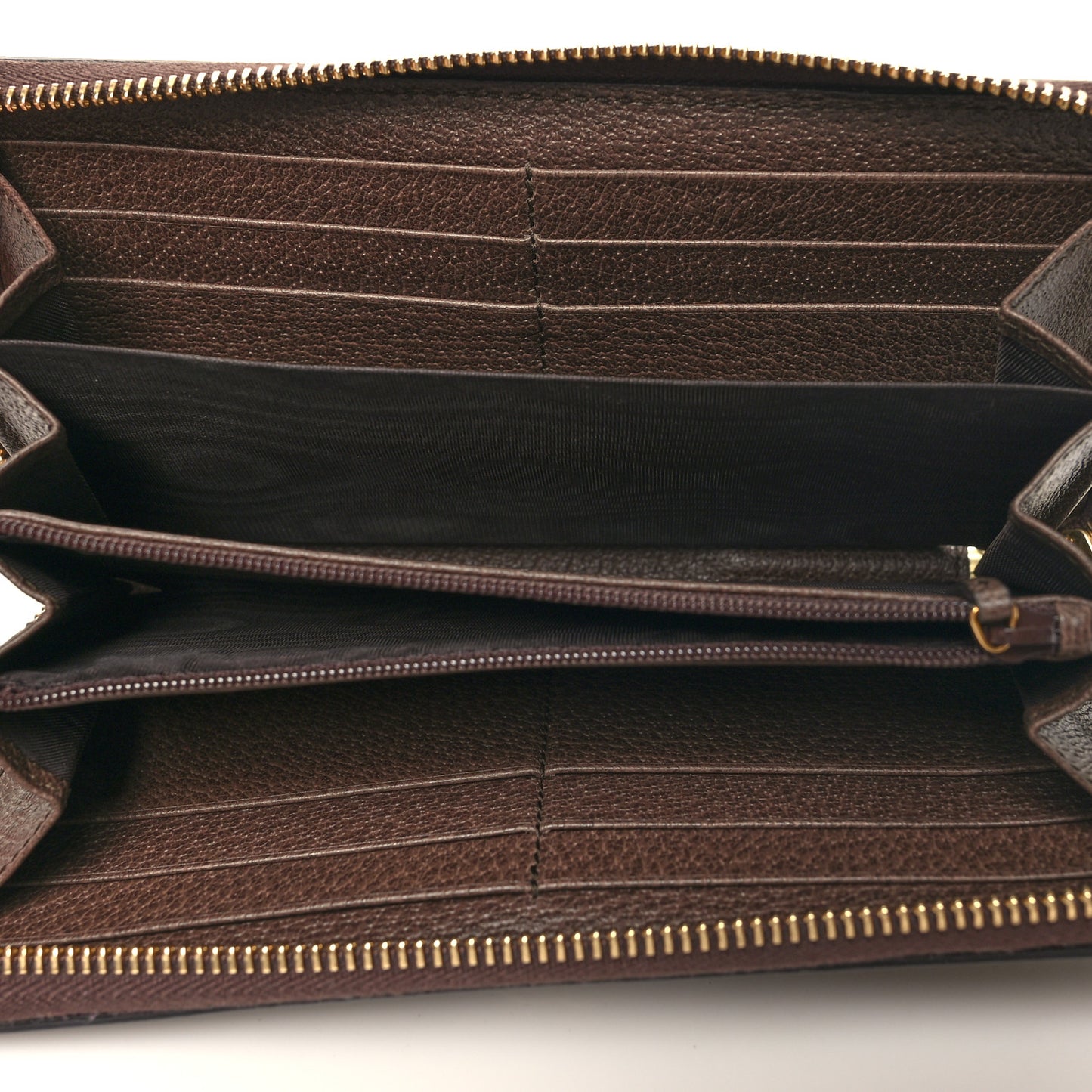 GG Supreme Monogram Web Ophidia Zip Around Wallet Brown