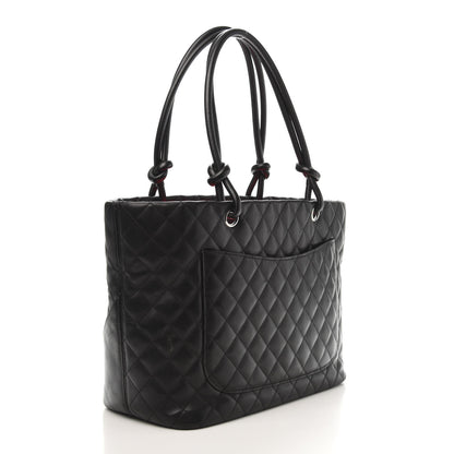 Chanel Calfskin Quilted Large Cambon Tote Black White 3 of 17