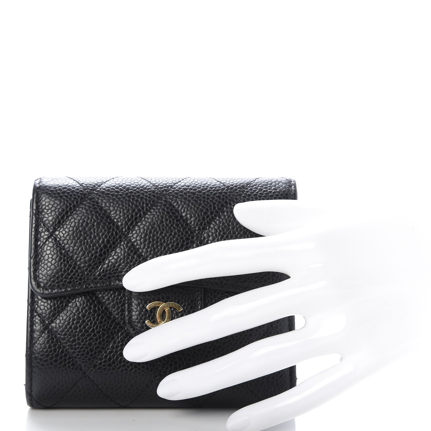 Chanel Caviar Quilted Compact Flap Wallet Black 2 of 8