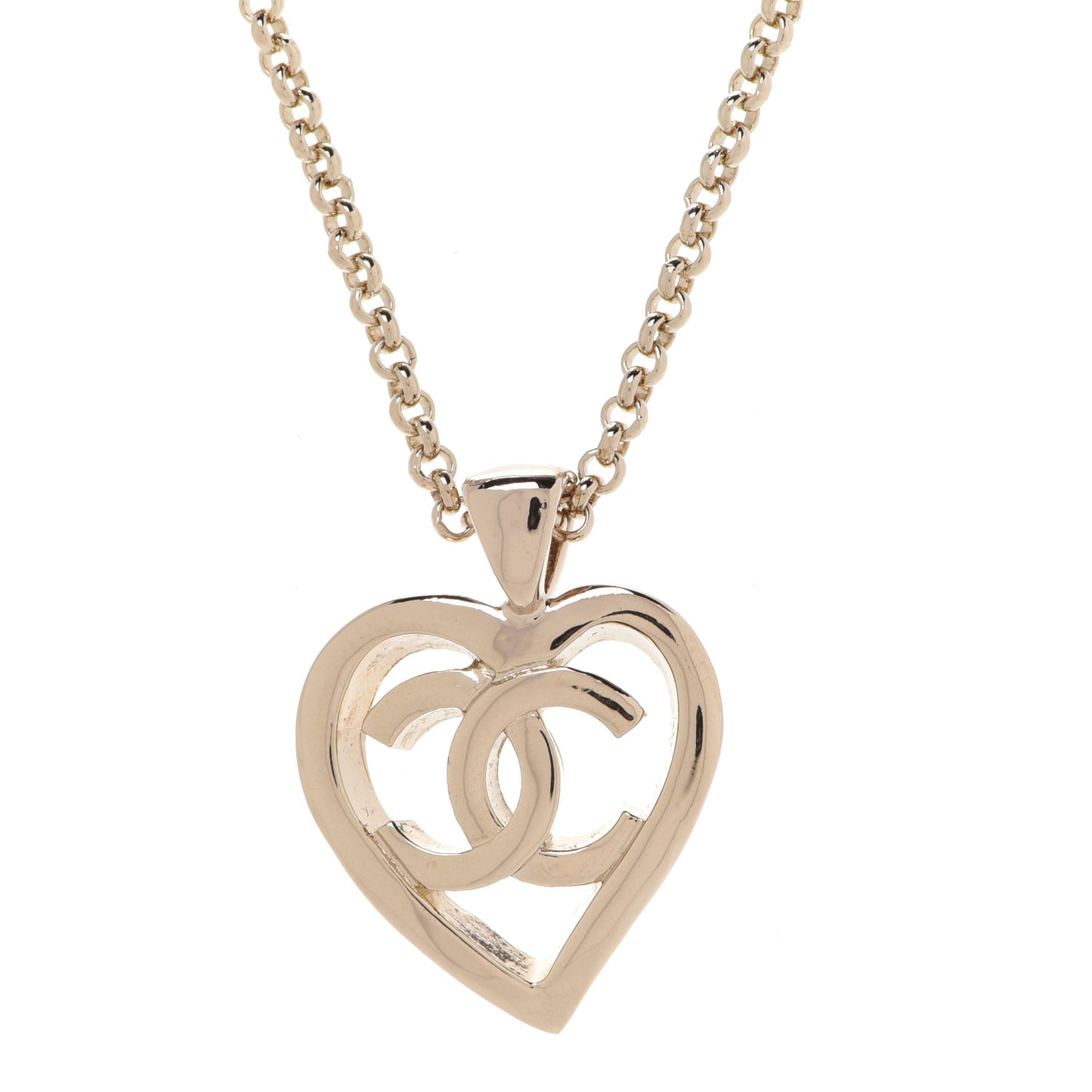 CC Heart Chain Pendant Necklace Gold