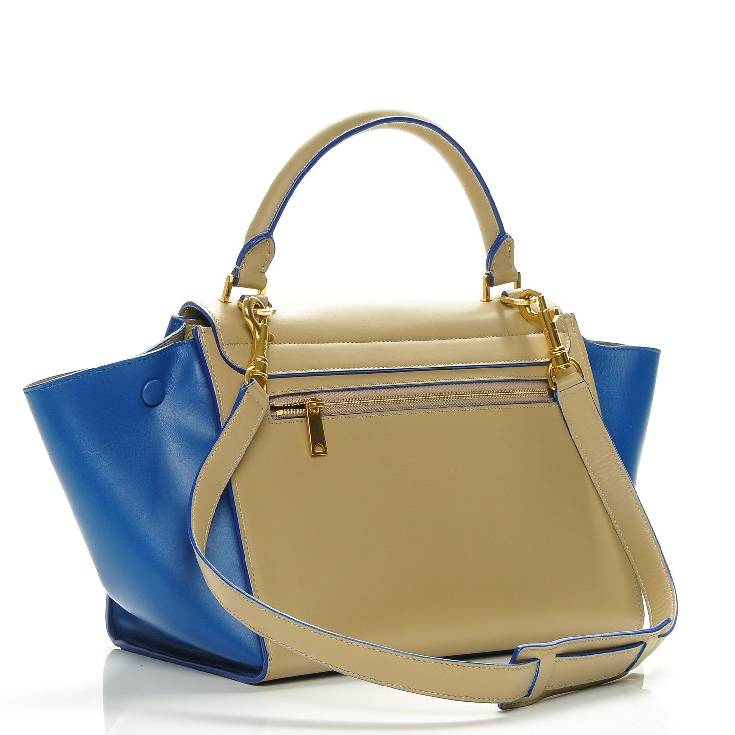Celine Smooth Calfskin Small Bi-Color Trapeze Beige Blue 3 of 7