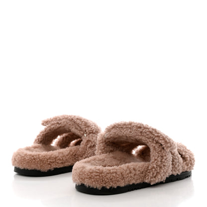 Hermes Woolskin Womens Chypre Sandals 37 Bois De Santal 4 of 9