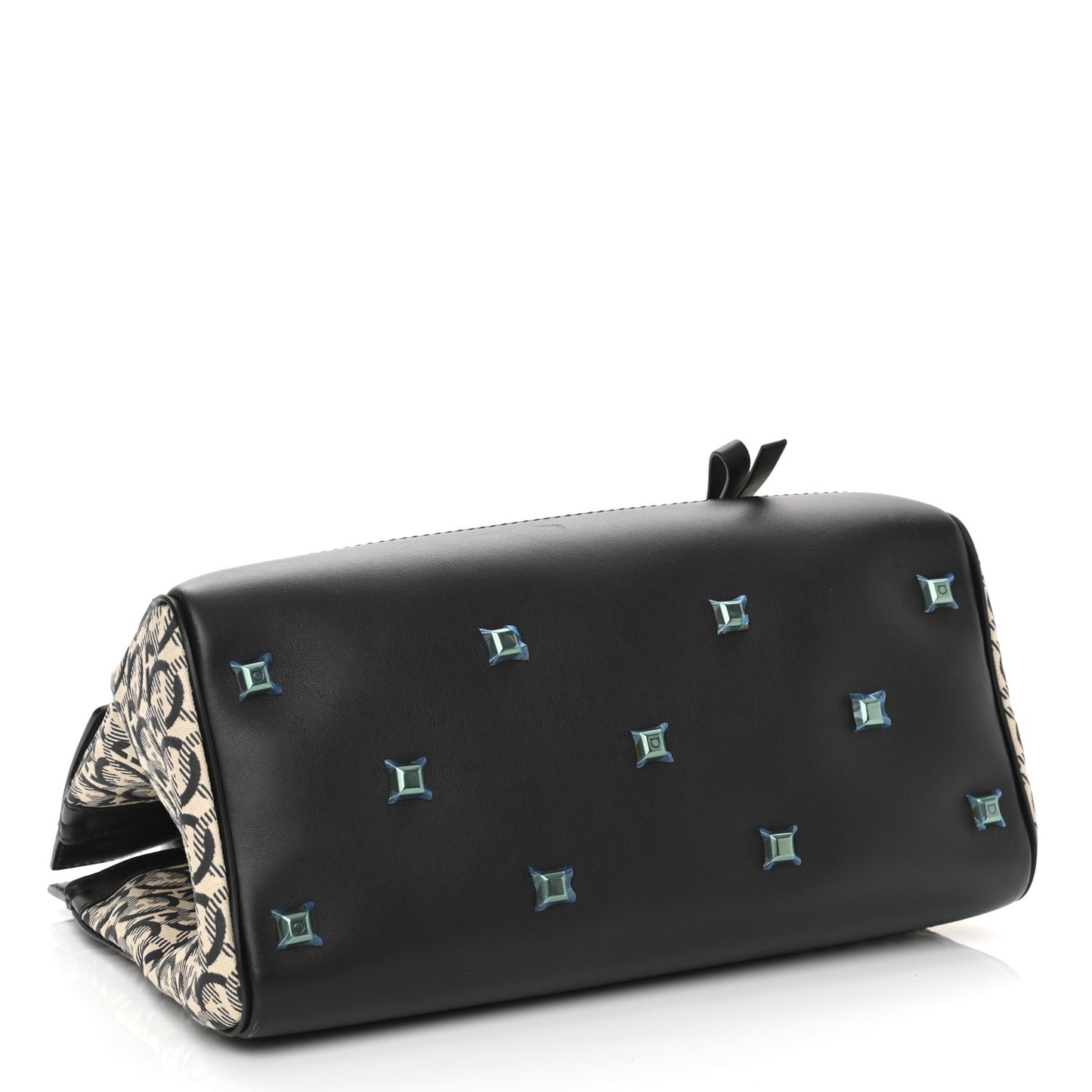 Canvas Calfskin Gancini The Studio Bag Black Beige