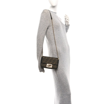 Fendi Fabric Jacquard FF 1974 Mini Baguette Tobacco Moro Black 2 of 10