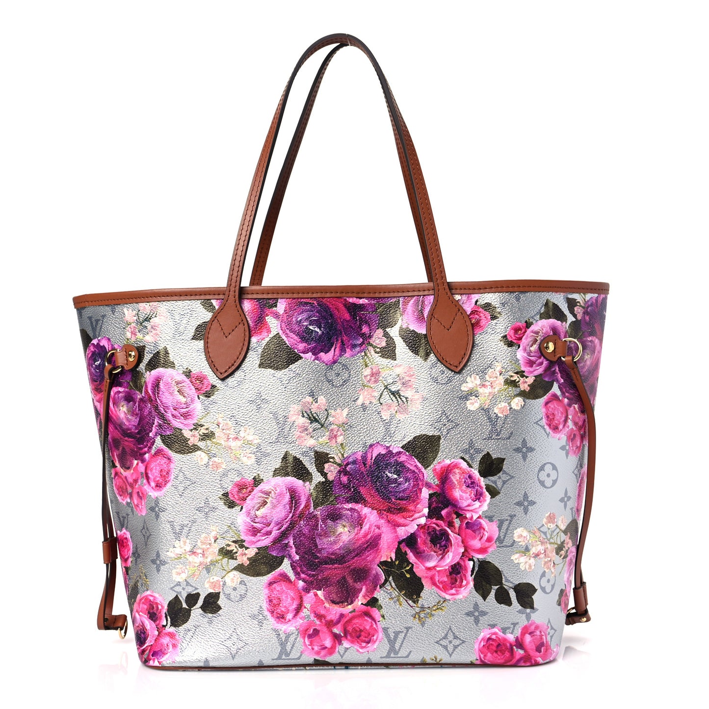 Metallic Monogram LV Garden Neverfull MM Silver