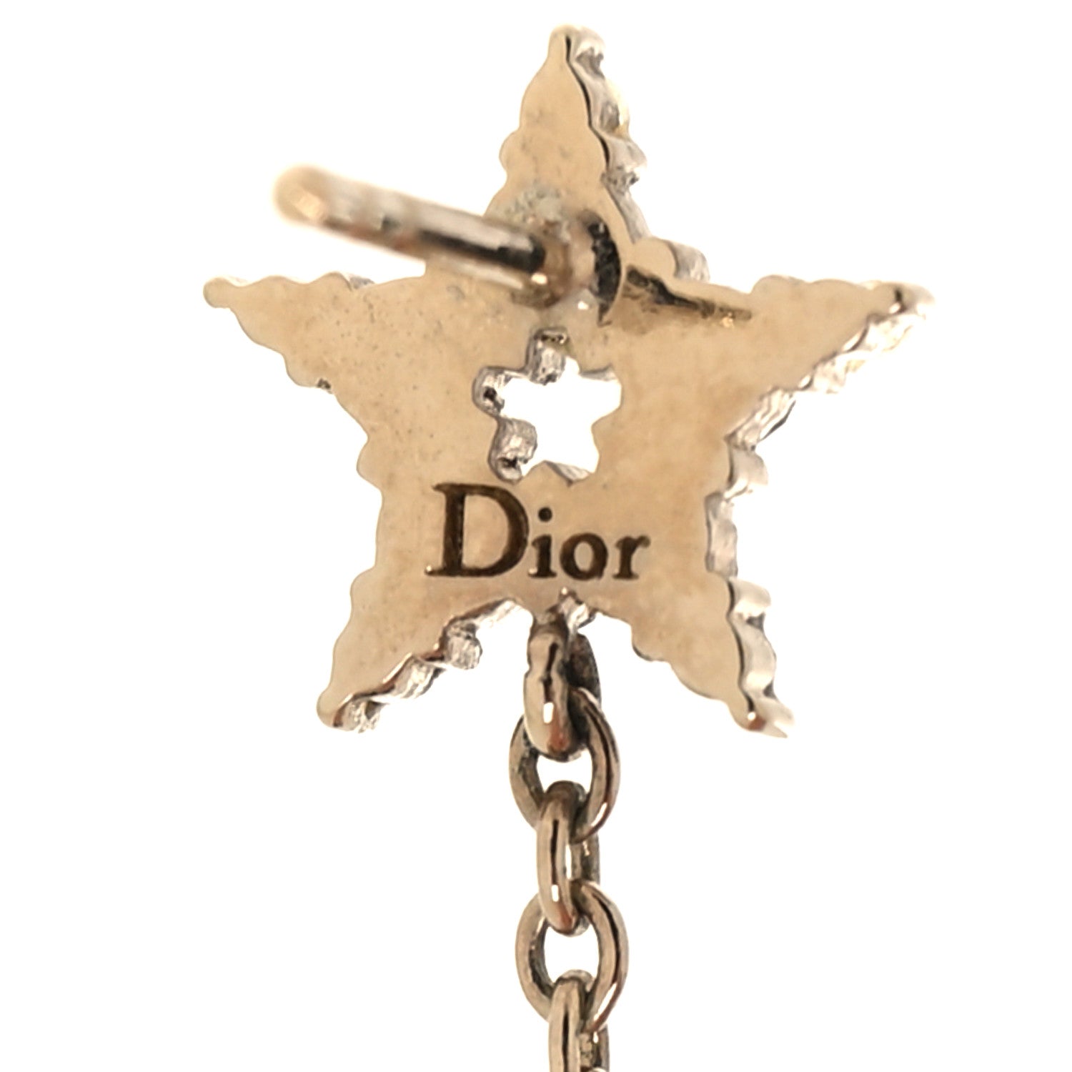 Christian Dior Pearl Crystal Star CD Drop Earrings Gold 4 of 6