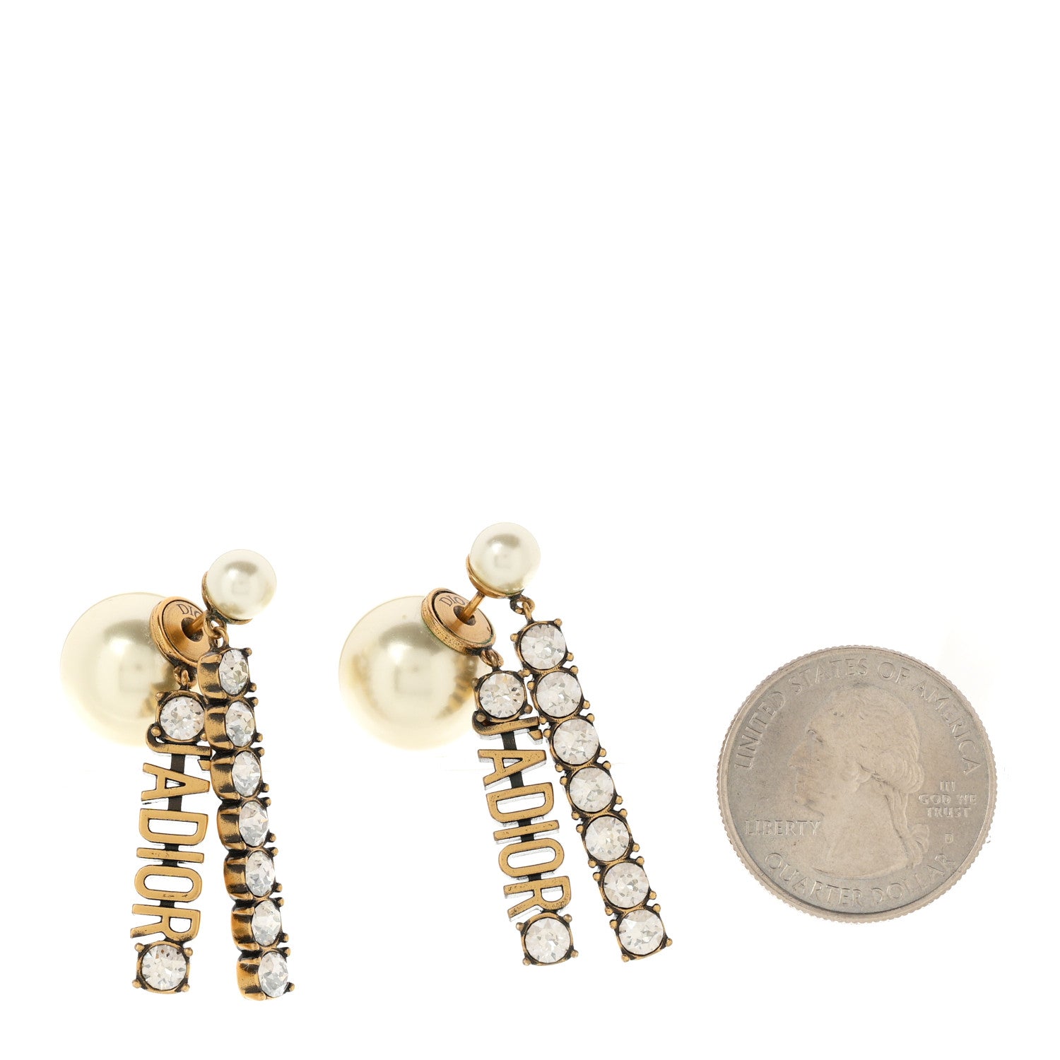 Christian Dior Pearl Crystal J'Adior Tribales Earrings Antique Gold 2 of 5