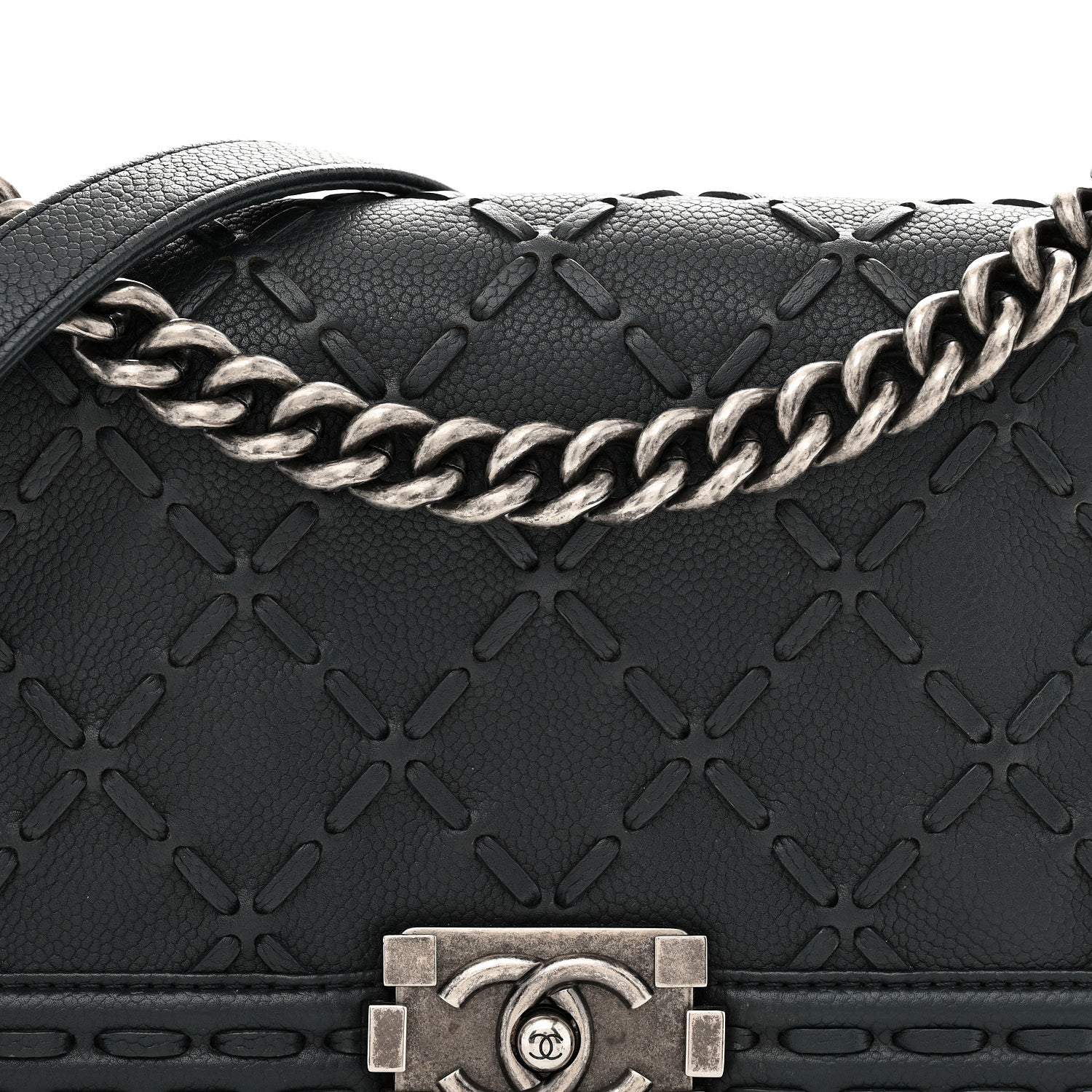 Chanel Caviar Stitched Medium Boy Flap Blue 8 of 11