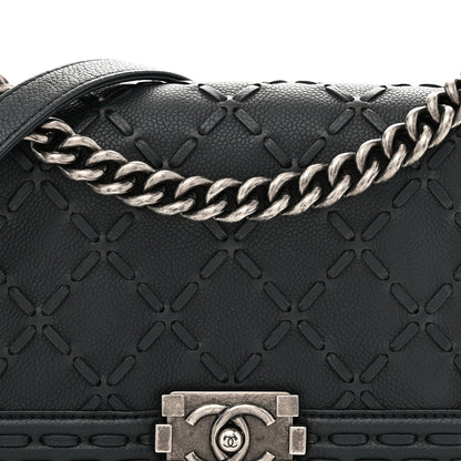 Chanel Caviar Stitched Medium Boy Flap Blue 8 of 11