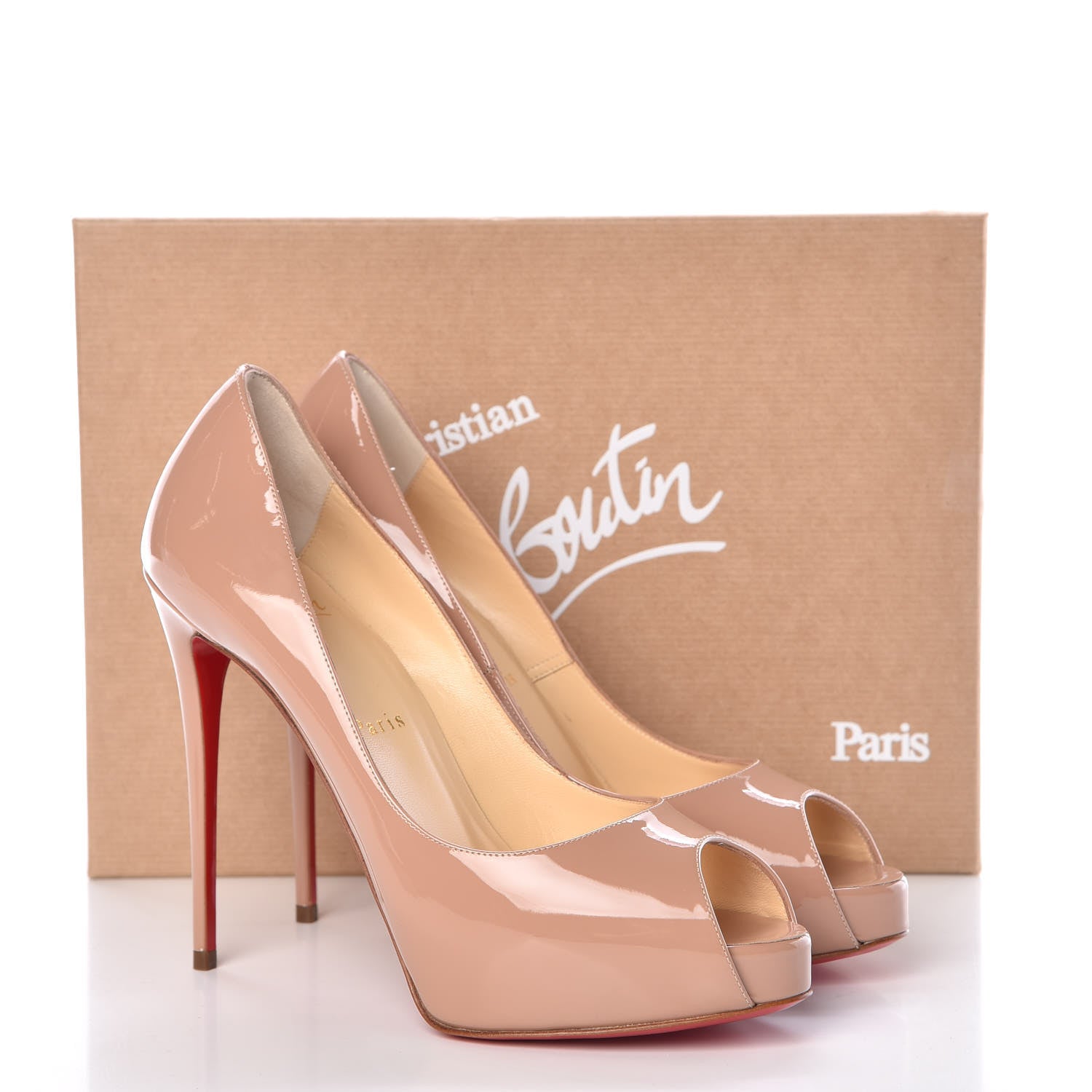 Christian Louboutin Patent New Very Prive 120 Pumps 38 Nude 8 of 8