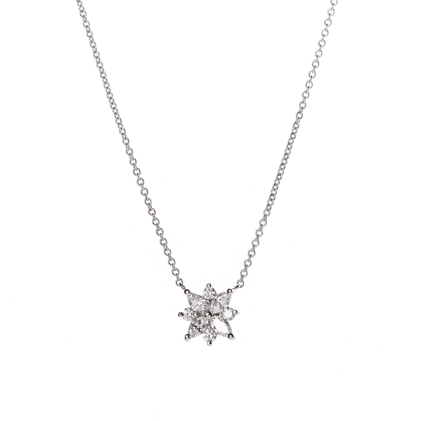 Platinum Diamond Victoria Cluster Pendant Necklace