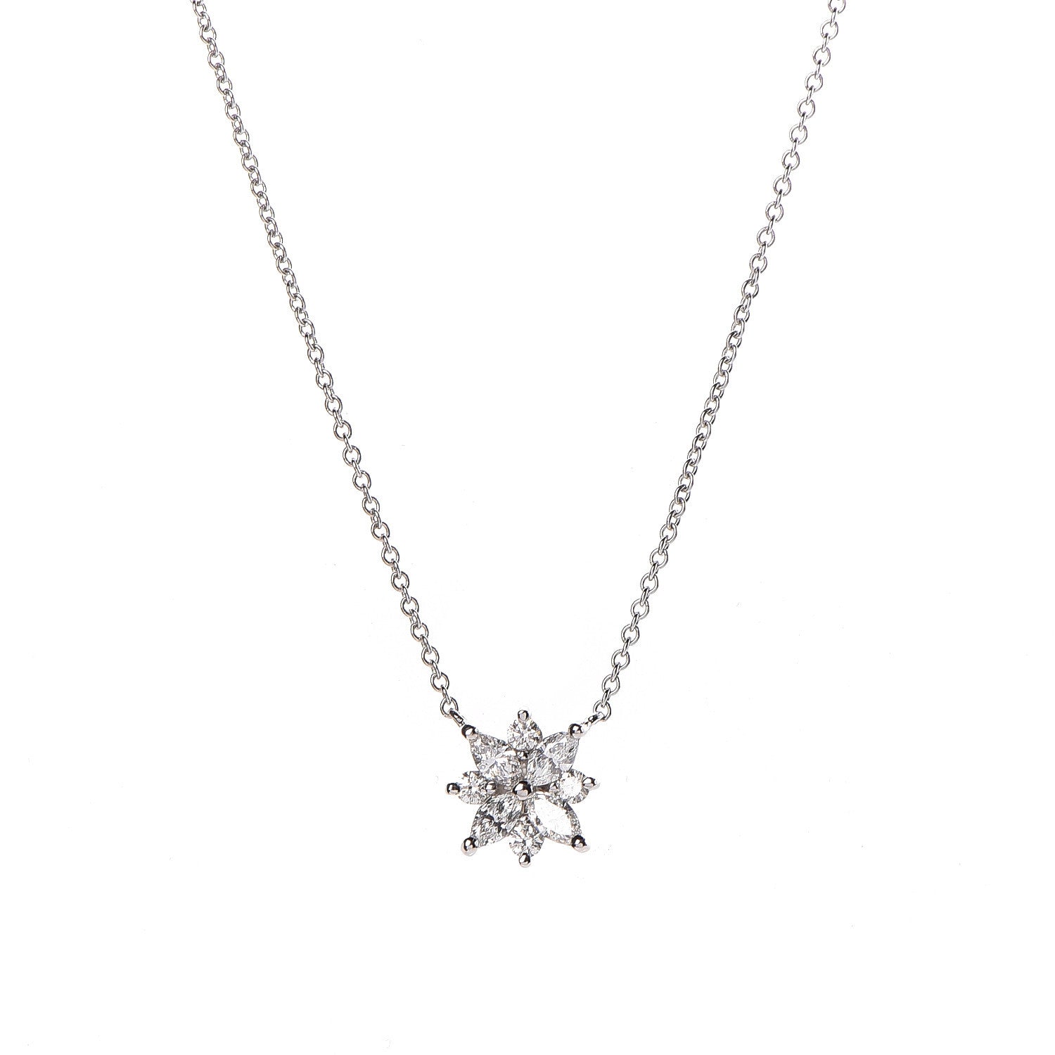 Tiffany Platinum Diamond Victoria Cluster Pendant Necklace 4 of 7