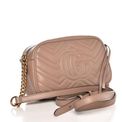 Gucci Calfskin Matelasse Small GG Marmont Chain Shoulder Bag Taupe 3 of 9