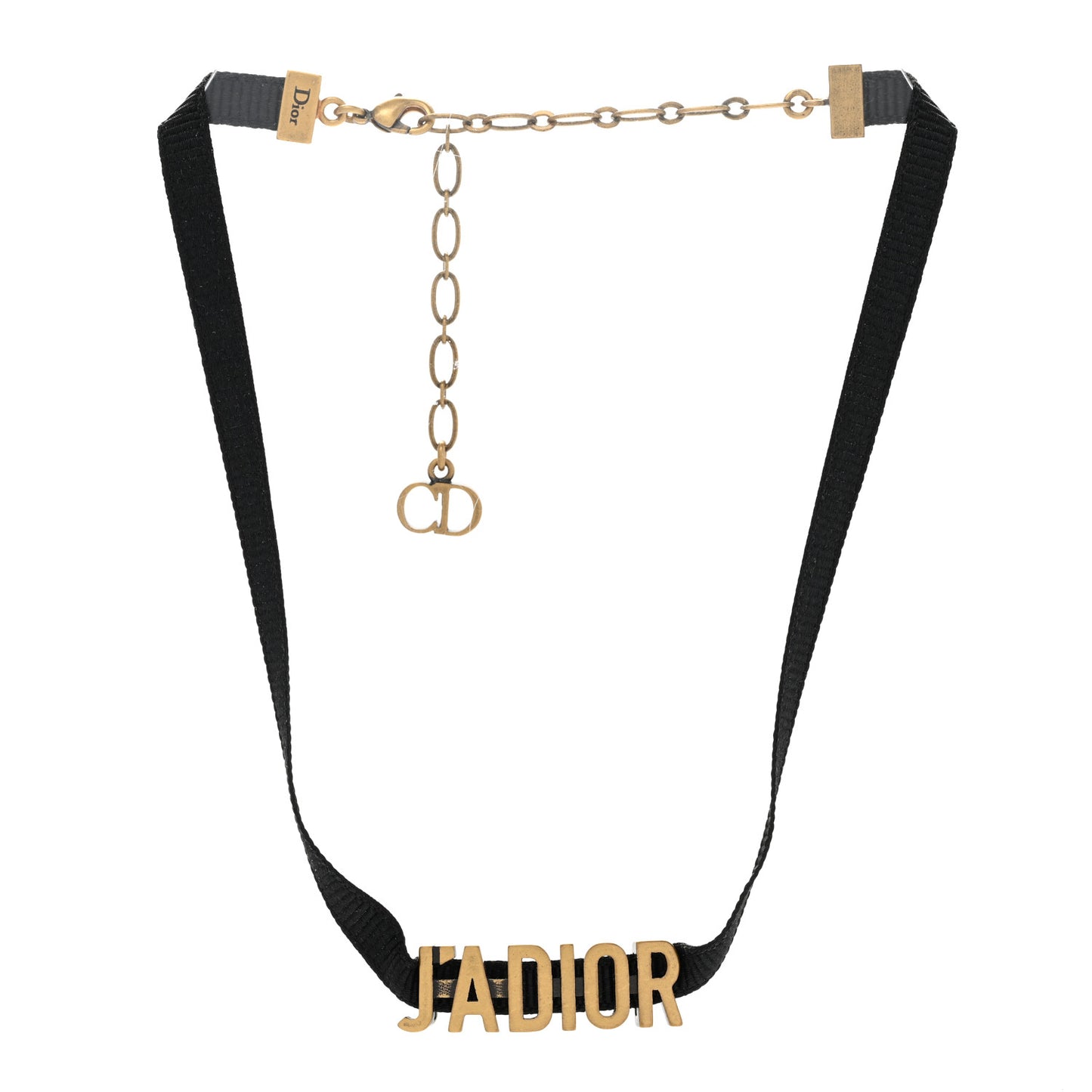 Grosgrain Ribbon J'Adior Logo Choker Necklace Black