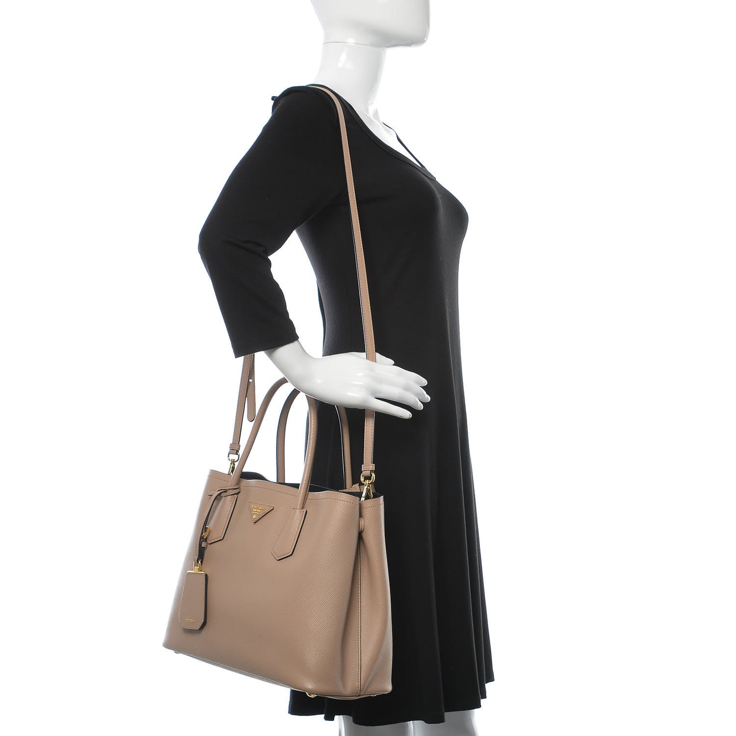 Saffiano Cuir Medium Double Bag Cammeo Rosa