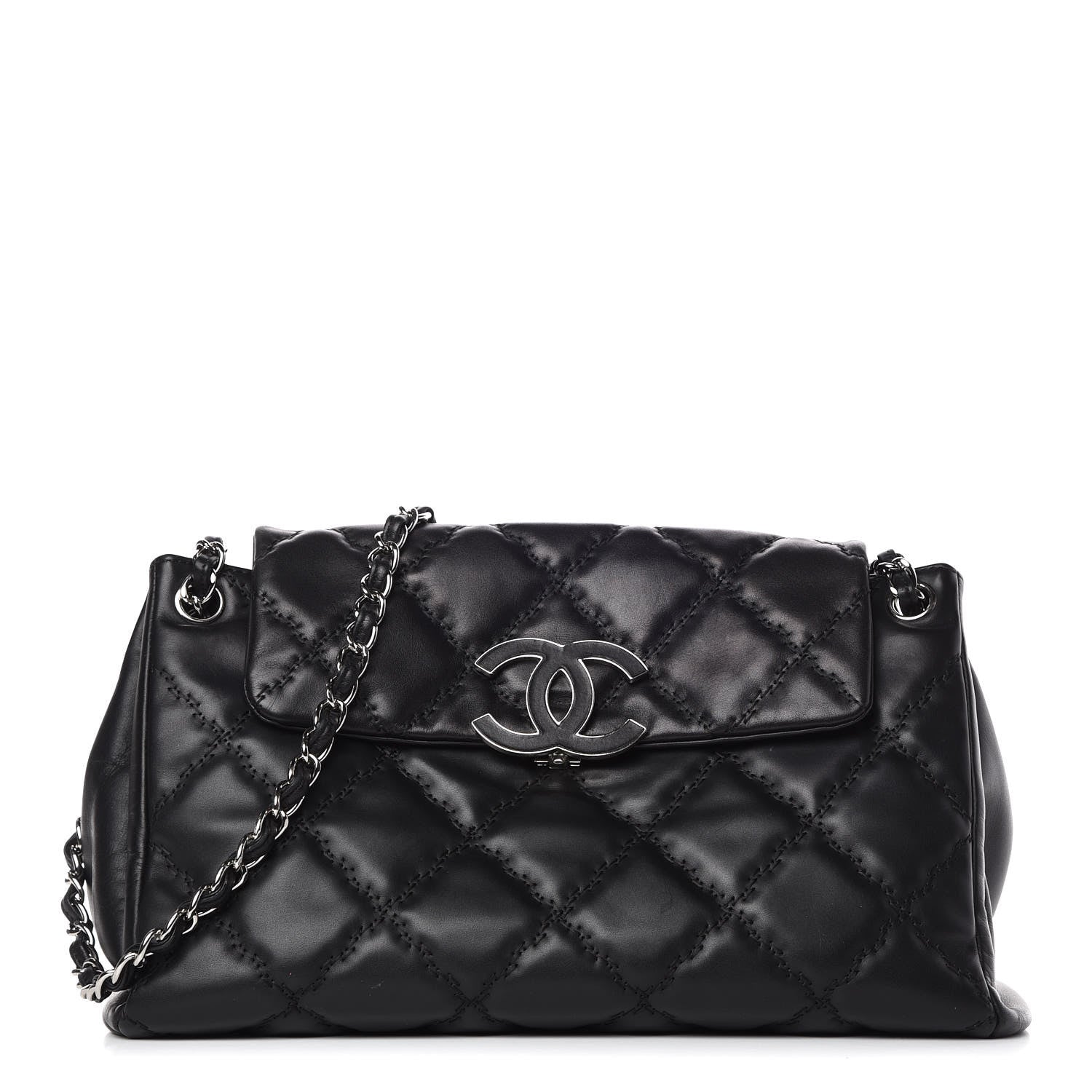 Chanel Calfskin Double Stitch Large Hamptons Flap Bag Black 1 of 11