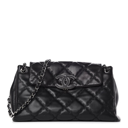 Chanel Calfskin Double Stitch Large Hamptons Flap Bag Black 1 of 11