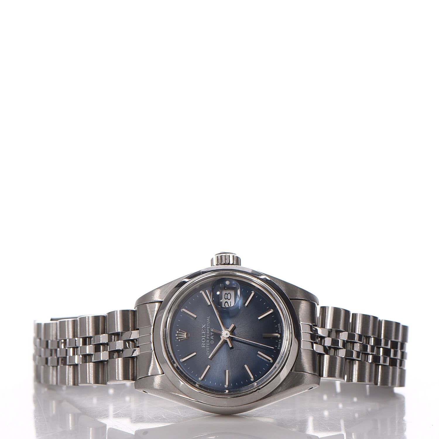 Rolex Stainless Steel 26mm Oyster Perpetual Date Watch Blue 69160 3 of 11