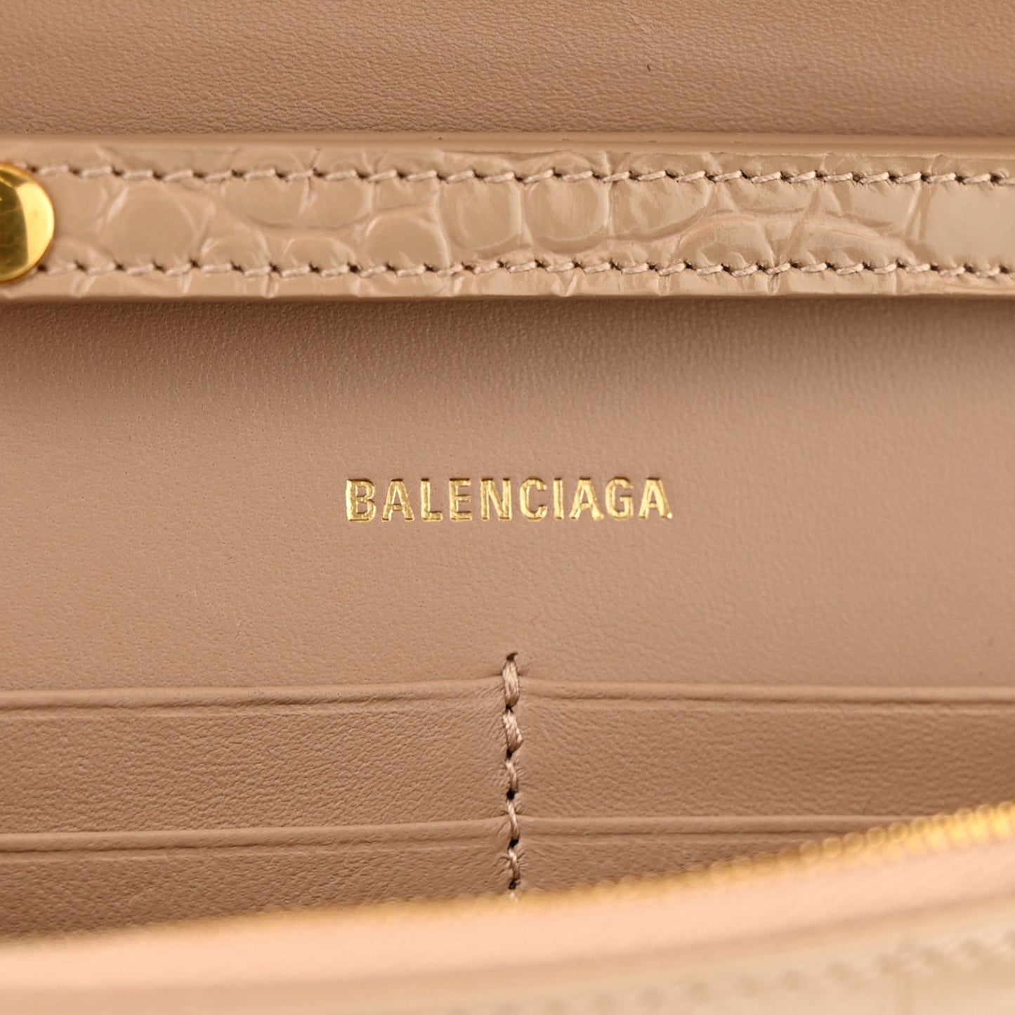 Shiny Calfskin Crocodile Embossed Hourglass Chain Bag Nude Beige