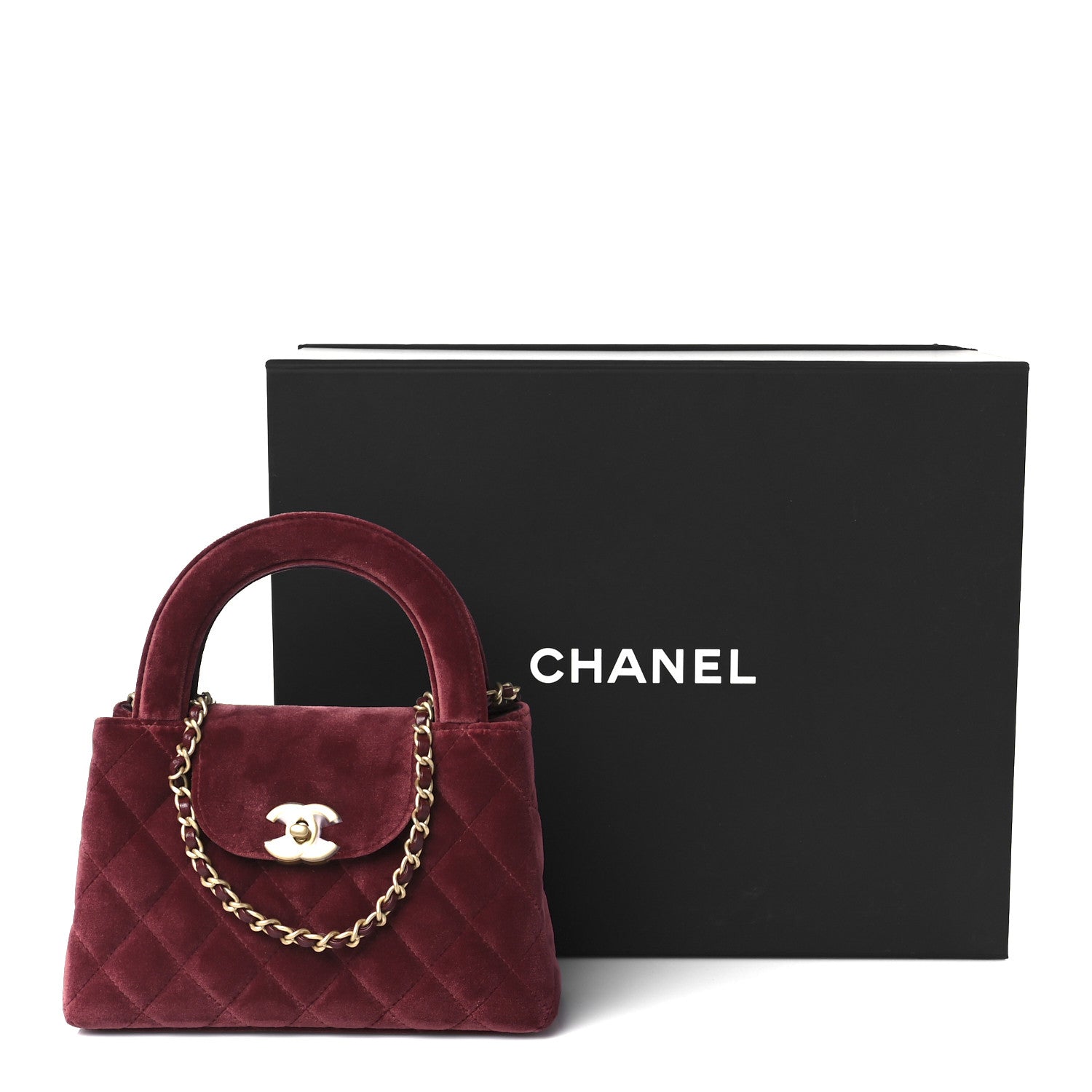Chanel Velvet Quilted Nano Kelly Shopper Burgundy 11 of 11