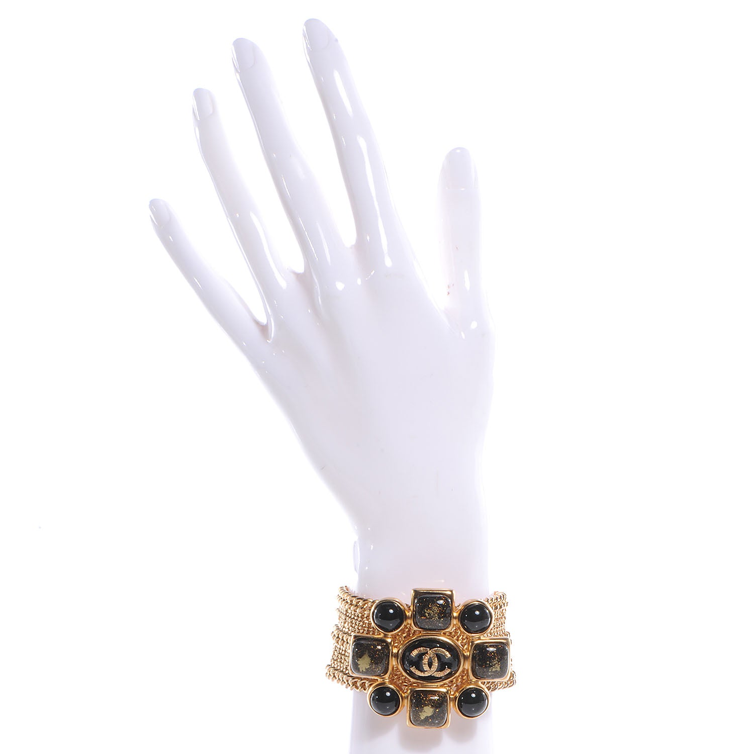 Chanel Beaded Gripoix Bracelet Black and Gold 2 of 5