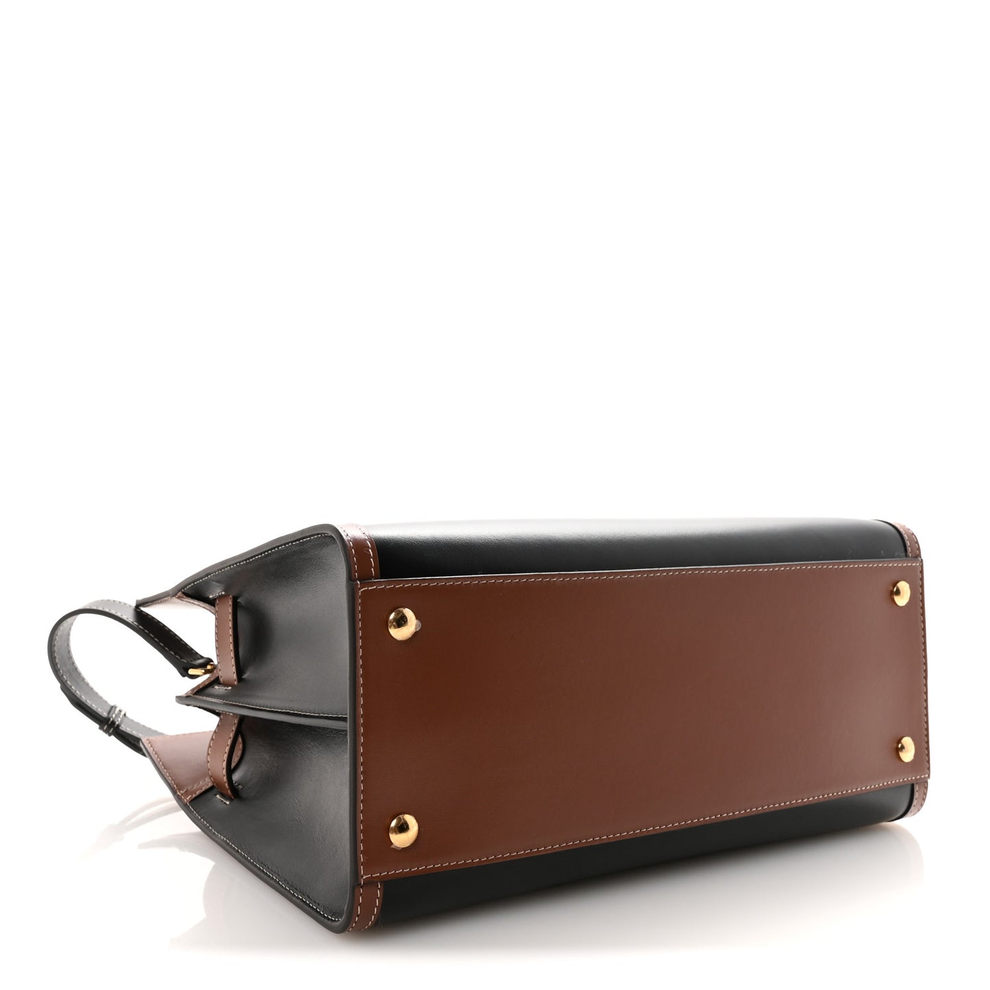 Calfskin Vintage Check Small Two Handle Title Bag  Black