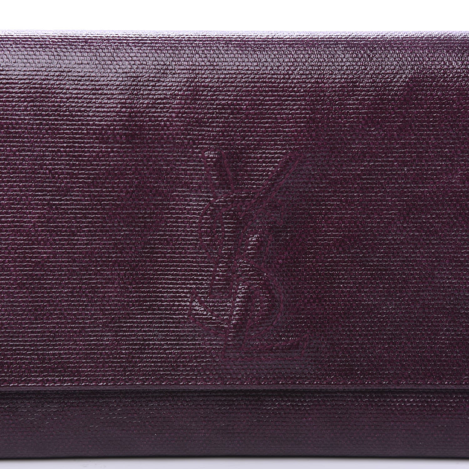 Saint Laurent Coated Linen Monogram Small Belle de Jour Clutch Prune 9 of 9