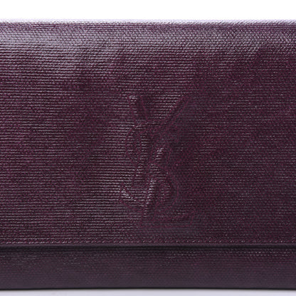 Saint Laurent Coated Linen Monogram Small Belle de Jour Clutch Prune 9 of 9