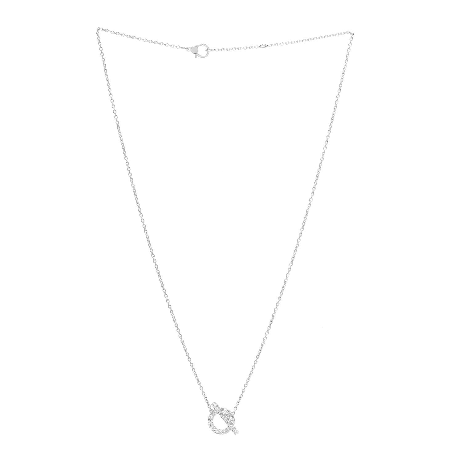 Hermes 18K White Gold Diamond Finesse Pendant Necklace 3 of 6